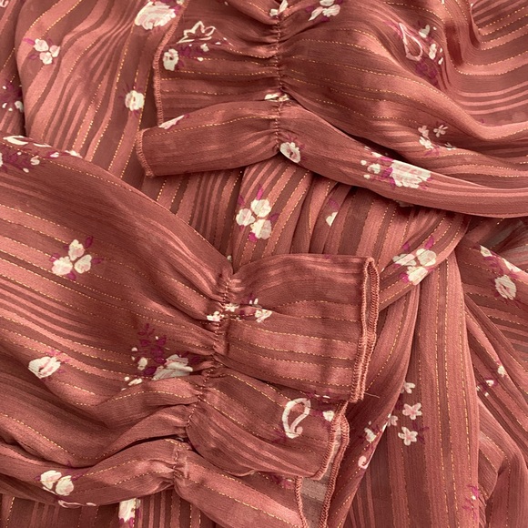 Shirred Sheer Floral Blouse 3rd + Malt - Picture 7 of 15